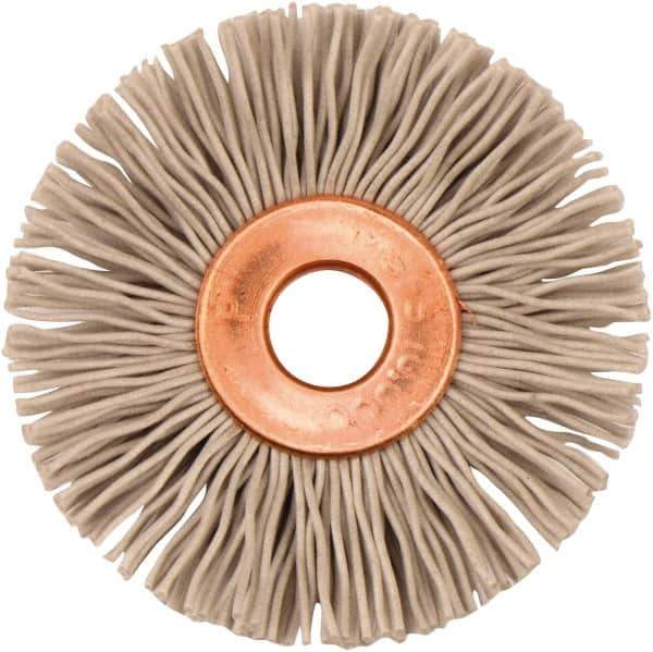 Weiler - 1-3/8" OD, 1/4" Arbor Hole, Nylon Wheel Brush - 5/16" Face Width, 3/8" Trim Length, 0.018" Filament Diam, 10,000 RPM - USA Tool & Supply