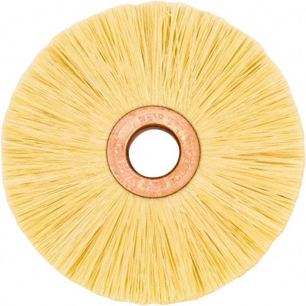 Weiler - 3" OD, 1/2" Arbor Hole, Natural Fiber Wheel Brush - 1/2" Face Width, 1" Trim Length, 20,000 RPM - USA Tool & Supply