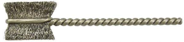 Weiler - 1/2" Diam Flat Steel Tube Brush - 0.005" Filament Diam, 9/16" Brush Length, 2-1/8" OAL, 3/32" Diam Shank - USA Tool & Supply