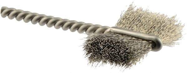 Weiler - 1" Diam Flat Stainless Steel Tube Brush - 0.005" Filament Diam, 5/8" Brush Length, 2-1/4" OAL, 1/8" Diam Shank - USA Tool & Supply
