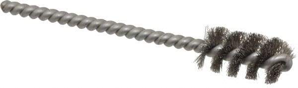 Weiler - 1/2" Diam Helical Stainless Steel Tube Brush - 0.005" Filament Diam, 1" Brush Length, 3-1/2" OAL, 3/16" Diam Stainless Steel Shank - USA Tool & Supply