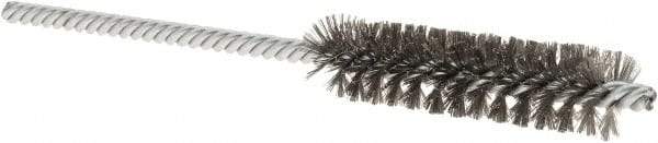 Weiler - 1/2" Diam Helical Steel Tube Brush - Double Spiral, 0.004" Filament Diam, 2" Brush Length, 5" OAL, 5/32" Diam Shank - USA Tool & Supply