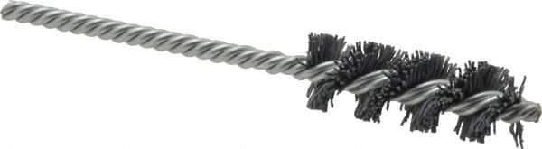 Weiler - 11/16" Diam Helical Nylon Tube Brush - Single Spiral, 0.022" Filament Diam, 2" Brush Length, 5" OAL, 7/32" Diam Shank - USA Tool & Supply