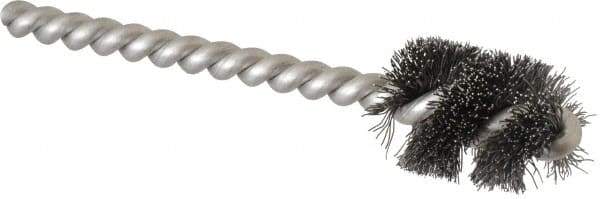 Weiler - 3/4" Diam Helical Steel Tube Brush - 0.008" Filament Diam, 1" Brush Length, 3-1/2" OAL, 7/32" Diam Stainless Steel Shank - USA Tool & Supply