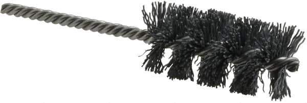 Weiler - 1-1/4" Diam Helical Nylon Tube Brush - Single Spiral, 0.022" Filament Diam, 2-1/2" Brush Length, 5-1/2" OAL, 1/4" Diam Shank - USA Tool & Supply