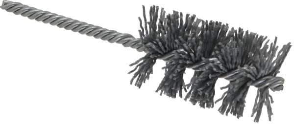 Weiler - 1-1/2" Diam Helical Nylon Tube Brush - Single Spiral, 0.035" Filament Diam, 2-1/2" Brush Length, 5-1/2" OAL, 1/4" Diam Shank - USA Tool & Supply