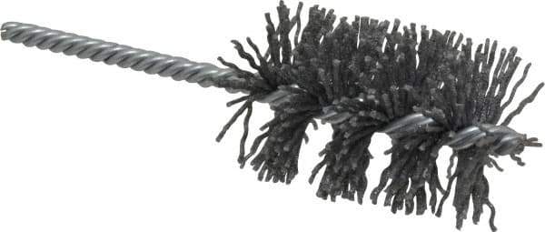 Weiler - 1-3/4" Diam Helical Nylon Tube Brush - Single Spiral, 0.04" Filament Diam, 2-1/2" Brush Length, 5-1/2" OAL, 1/4" Diam Shank - USA Tool & Supply