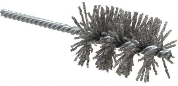 Weiler - 1-3/4" Diam Helical Nylon Tube Brush - Single Spiral, 0.06" Filament Diam, 2-1/2" Brush Length, 5-1/2" OAL, 1/4" Diam Shank - USA Tool & Supply