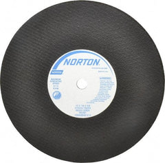 Norton - 10" 24 Grit Aluminum Oxide Cutoff Wheel - 1/8" Thick, 5/8" Arbor, 6,110 Max RPM, Use with Stationary Tools - USA Tool & Supply