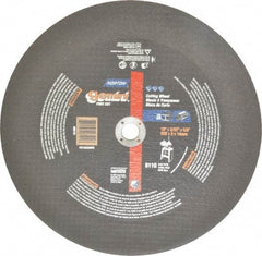 Norton - 10" 30 Grit Aluminum Oxide Cutoff Wheel - 3/32" Thick, 5/8" Arbor, 6,110 Max RPM, Use with Stationary Tools - USA Tool & Supply