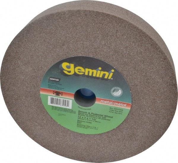 Norton - 60/80 Grit Aluminum Oxide Bench & Pedestal Grinding Wheel - 12" Diam x 1-1/2" Hole x 2" Thick, 2070 Max RPM, Medium Grade - USA Tool & Supply