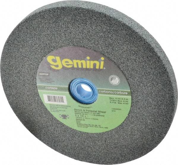Norton - 60 Grit Silicon Carbide Bench & Pedestal Grinding Wheel - 6" Diam x 1" Hole x 1/2" Thick, 4140 Max RPM, Medium Grade - USA Tool & Supply