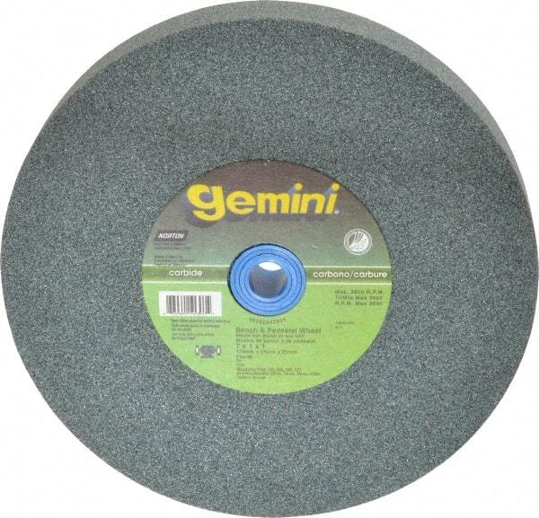 Norton - 80 Grit Silicon Carbide Bench & Pedestal Grinding Wheel - 7" Diam x 1" Hole x 1" Thick, 3600 Max RPM, Medium Grade - USA Tool & Supply