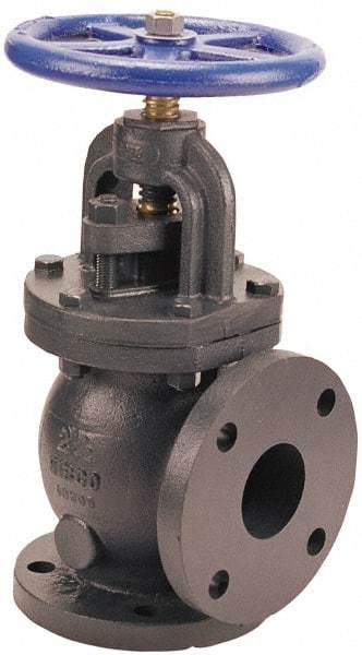 NIBCO - 2-1/2" Pipe, Flanged Ends, Iron Renewable Globe Valve - Bronze Disc, Bolted Bonnet, 200 psi WOG, 125 psi WSP, Class 125 - USA Tool & Supply