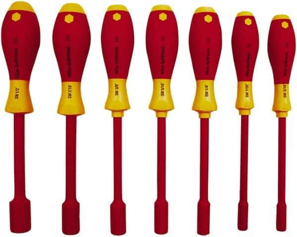 Wiha - 7 Piece 5 to 13mm Insulated Nutdriver Set - Cushion Grip Handle - USA Tool & Supply