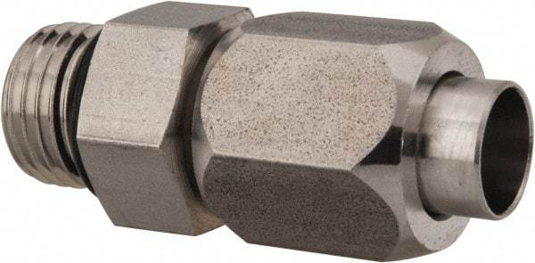 Made in USA - 3/8" Tube OD, 37° Stainless Steel Flared Tube Male Connector - 9/16-18 UNF, Flared to Male SAE O-Ring Ends - USA Tool & Supply