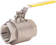 Legend Valve - 4" Pipe, Full Port, Stainless Steel Full Port Ball Valve - 2 Piece, FNPT x FNPT Ends, Locking Lever Handle, 800 WOG, 150 WSP - USA Tool & Supply