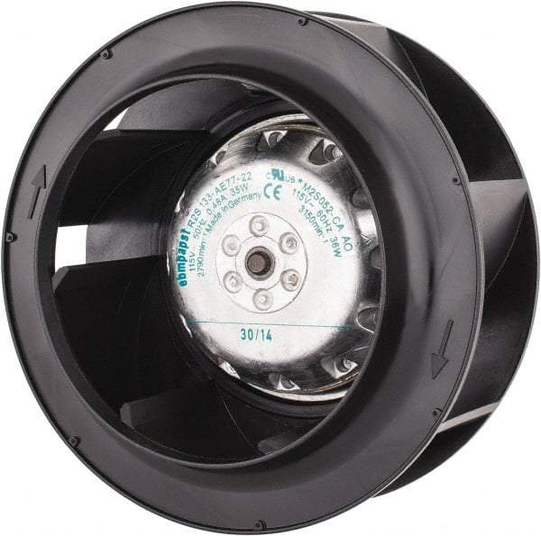 EBM Papst - Direct Drive, 170 CFM, Blower - 115 Volts, 3,150 RPM - USA Tool & Supply