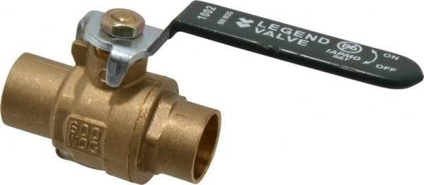 Legend Valve - 3/4" Pipe, Full Port, Brass Full Port Ball Valve - Bi-Directional, Sweat Ends, Quarter Turn Handle, 600 WOG, 150 WSP - USA Tool & Supply