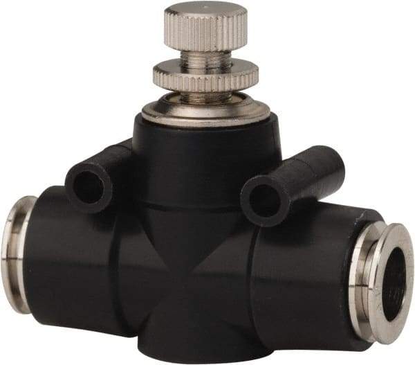 PRO-SOURCE - 3/8" Tube OD Inline Flow Control Valve - 0 to 113.76 psi & Techno Polymer, Brass, Steel Material - USA Tool & Supply