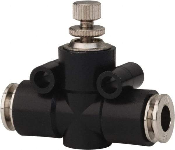 PRO-SOURCE - 1/4" Tube OD Inline Flow Control Valve - 0 to 113.76 psi & Techno Polymer, Brass, Steel Material - USA Tool & Supply