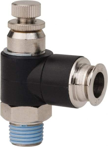 PRO-SOURCE - 1/4" Male NPT x 3/8" Tube OD Compact Banjo Valve - 0 to 113.76 psi & Techno Polymer, Brass, Steel Material - USA Tool & Supply
