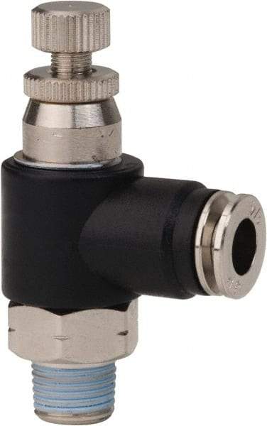 PRO-SOURCE - 1/8" Male NPT x 1/4" Tube OD Compact Banjo Valve - 0 to 113.76 psi & Techno Polymer, Brass, Steel Material - USA Tool & Supply