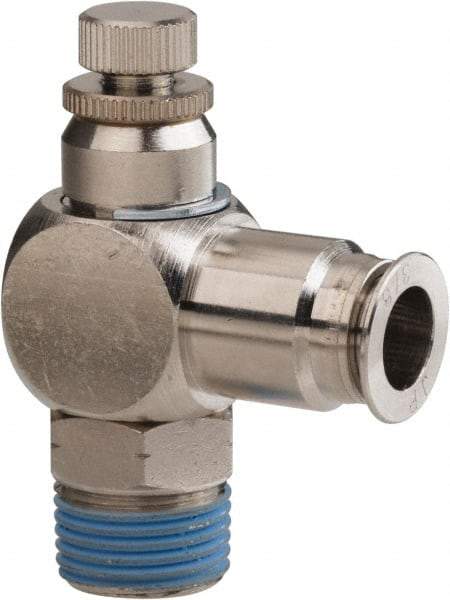 PRO-SOURCE - 3/8" Male NPT x 3/8" Tube OD Tamper Resistant Valve - 0 to 113.76 psi & Nickel Plated Brass Material - USA Tool & Supply