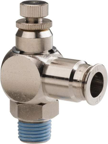 PRO-SOURCE - 1/4" Male NPT x 3/8" Tube OD Tamper Resistant Valve - 0 to 113.76 psi & Nickel Plated Brass Material - USA Tool & Supply