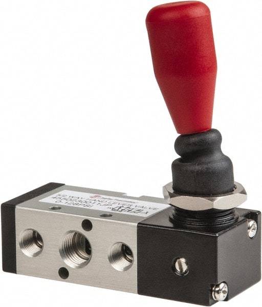 PRO-SOURCE - 1/4" NPT Manual Mechanical Valve - 5-Way, 2 Position, Lever, 0.98 CV Rate & 127.98 Max psi - USA Tool & Supply