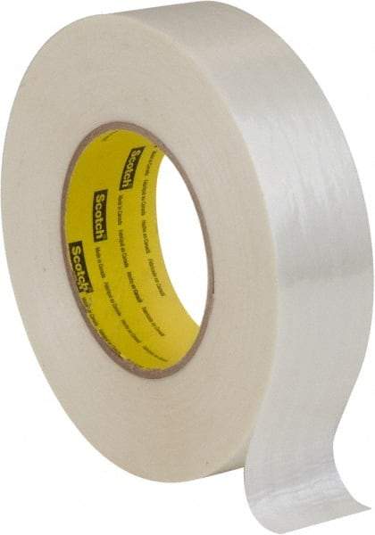 3M - 1-3/8" x 60 Yd Clear Rubber Adhesive Packaging Tape - Polyester Film Backing, 8 mil Thick, 600 Lb Tensile Strength, Series 890MSR - USA Tool & Supply