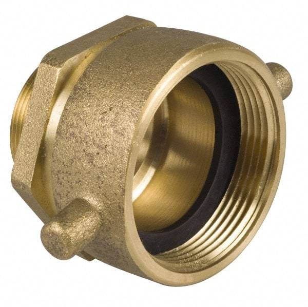 EVER-TITE Coupling Products - 2-1/2 FNST x 1-1/2 MNPT Hydrant Swivel Adapter - Brass - USA Tool & Supply