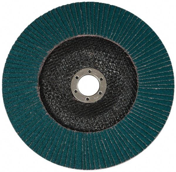3M - 120 Grit, 7" Disc Diam, 7/8" Center Hole, Type 27 Zirconia Alumina Flap Disc - Cloth Backing, Arbor Attaching System, Coated - USA Tool & Supply