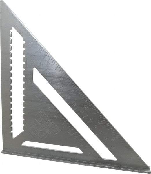 Empire Level - 12" Blade Length, Buffed Finish, Aluminum Rafter Square - 1/16", 0.083", 1/8" Graduation - USA Tool & Supply