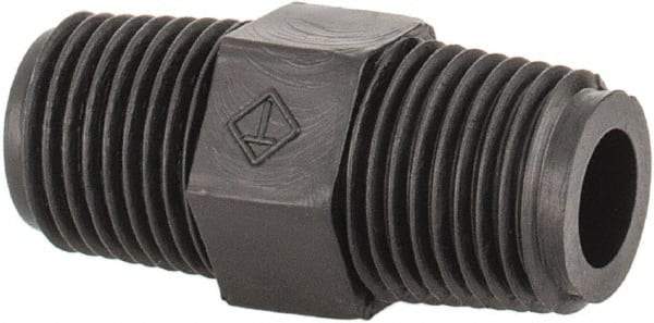 NewAge Industries - Polyethylene Threaded Tube Hex Nipple - 1/8" ID x 1/8" OD - USA Tool & Supply