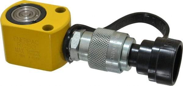 Enerpac - 5 Ton, 0.63" Stroke, 0.62 Cu In Oil Capacity, Portable Hydraulic Single Acting Cylinder - 0.99 Sq In Effective Area, 1.63" Lowered Ht., 2.25" Max Ht., 1.13" Cyl Bore Diam, 1" Plunger Rod Diam, 10,000 Max psi - USA Tool & Supply