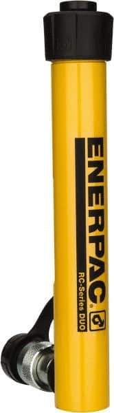 Enerpac - 5 Ton, 7" Stroke, 6.96 Cu In Oil Capacity, Portable Hydraulic Single Acting Cylinder - 0.99 Sq In Effective Area, 10.75" Lowered Ht., 17.75" Max Ht., 1.13" Cyl Bore Diam, 1" Plunger Rod Diam, 10,000 Max psi - USA Tool & Supply