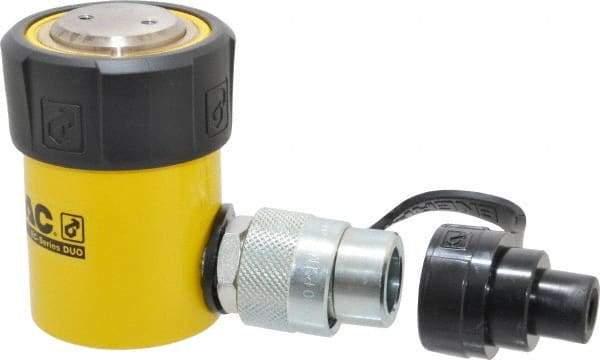 Enerpac - 10 Ton, 1" Stroke, 2.24 Cu In Oil Capacity, Portable Hydraulic Single Acting Cylinder - 2.24 Sq In Effective Area, 3.53" Lowered Ht., 4.53" Max Ht., 1.69" Cyl Bore Diam, 1.5" Plunger Rod Diam, 10,000 Max psi - USA Tool & Supply
