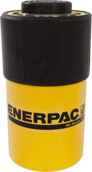 Enerpac - 25 Ton, 2" Stroke, 10.31 Cu In Oil Capacity, Portable Hydraulic Single Acting Cylinder - 5.16 Sq In Effective Area, 6.5" Lowered Ht., 8.5" Max Ht., 2.56" Cyl Bore Diam, 2.25" Plunger Rod Diam, 10,000 Max psi - USA Tool & Supply