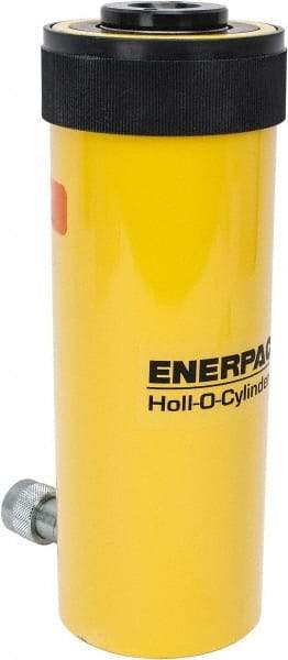 Enerpac - 30 Ton, 6.13" Stroke, 44.23 Cu In Oil Capacity, Portable Hydraulic Hollow Hole Cylinder - 7.22 Sq In Effective Area, 13" Lowered Ht., 19.13" Max Ht., 3.5" Cyl Bore Diam, 2.5" Plunger Rod Diam, 10,000 Max psi - USA Tool & Supply