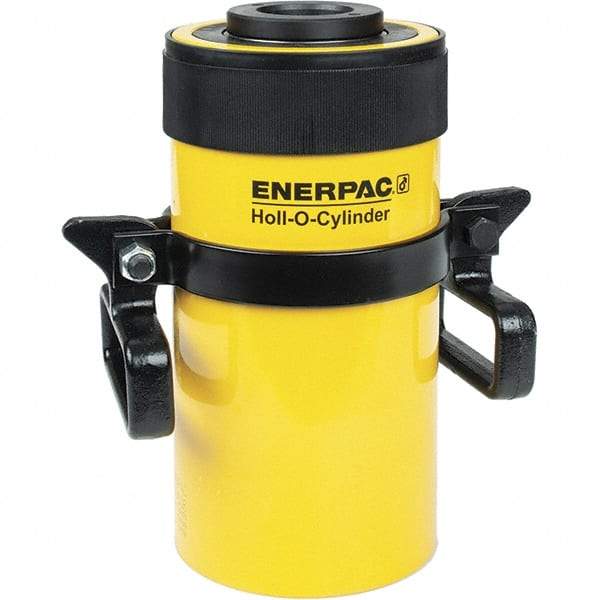 Enerpac - 60 Ton, 6" Stroke, 76.41 Cu In Oil Capacity, Portable Hydraulic Hollow Hole Cylinder - 12.73 Sq In Effective Area, 12.75" Lowered Ht., 18.75" Max Ht., 4.88" Cyl Bore Diam, 3.63" Plunger Rod Diam, 10,000 Max psi - USA Tool & Supply