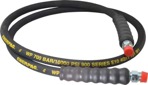 Enerpac - 3/8" Inside Diam x 3/8 NPT 6' Hydraulic Pump Hose - 10,000 psi, 3/8 NPTF Male Opposite End, Rubber - USA Tool & Supply