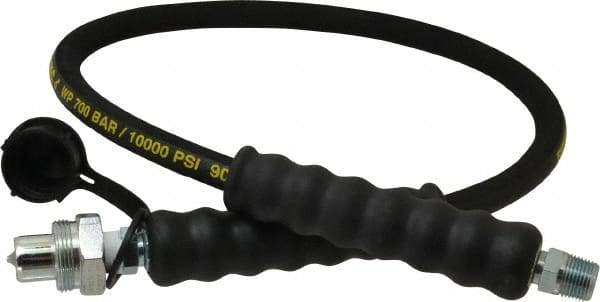 Enerpac - 1/4" Inside Diam x 3/8 NPT 3' Hydraulic Pump Hose - 10,000 psi, CH-604 Opposite End, Rubber - USA Tool & Supply