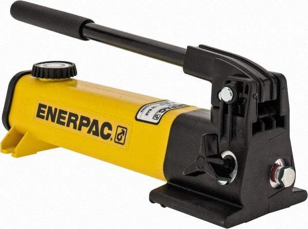 Enerpac - 1/2" Piston Stroke, 3/8" Diam, 0.055" Cu In per Stroke, 20 Cu In Reservoir Capacity, Manual Hydraulic Pump - 10,000 psi, 72 Lbs. Max Handle Effort - USA Tool & Supply