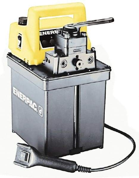 Enerpac - 10,000 psi Electric Hydraulic Pump & Jack - 0.5 Gal Oil Capacity, 4-Way, 3 Position Valve, Use with Double Acting Cylinders, Advance, Hold & Retract - USA Tool & Supply