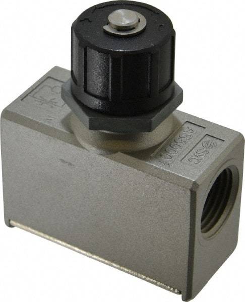 SMC PNEUMATICS - 1/2" Male NPT x 1/2" Female NPT Flow & Speed Control Valve - Inline Type - USA Tool & Supply