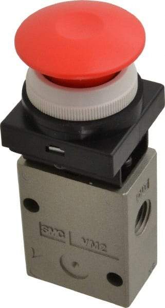SMC PNEUMATICS - 1.00 CV Rate, 1/4" NPT Inlet Mechanical Valve - 2 Way, 2 Ports - USA Tool & Supply