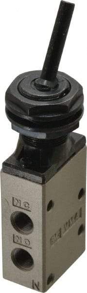 SMC PNEUMATICS - 0.38 CV Rate, 1/4" NPT Inlet Mechanical Valve - 3 Way, 3 Ports, Toggle Lever - USA Tool & Supply