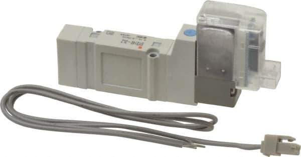 SMC PNEUMATICS - 0.3 CV Flow Rate, Single Solenoid Pilot Operated Valve - 5 Port, 2 Position, Spring Return, 1/4" Push to Connect Inlet, 110 V - USA Tool & Supply
