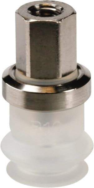 SMC PNEUMATICS - M5x0.8 Female Port, 10" Pad Diam, Bellows, Vertical Vacuum Pad - Silicone - USA Tool & Supply